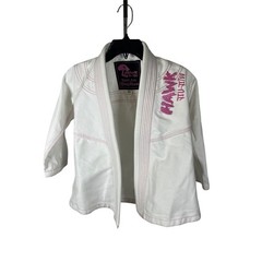 Hawk Jiu Jitsu BJJ Gi Jacket White Pink Contrast Stitching Youth Kids Size K0