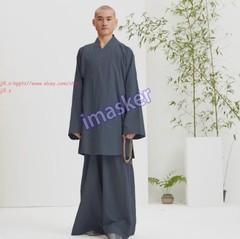 Buddhist Shaolin Monk Robe Full Set Cotton Thin Kung Fu Suit Meditation Uniforms