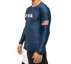 New Fuji USA 2.0 MMA BJJ Jiu Jitsu LongSleeve Long Sleeve LS Rashguard – Blue
