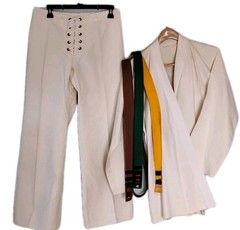 Century Set Heavyweight White 100% Cotton Size 5 GI Jacket And Pants 3 Belts