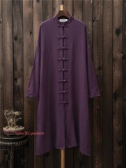 New Women Martial Arts Tai Chi Tang Suit Linen Kung Fu Tops Long Coat Retro Robe