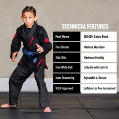 IBJJF Ultra Light BJJ Brazilian Jiu Jitsu Gi for Kids with Preshrunk Fabric a…
