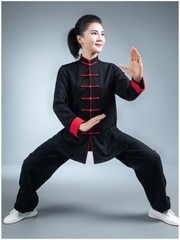Tai Chi Clothes Martial Art Uniform Wushu Clothing Kung Fu Dress Unisex Black