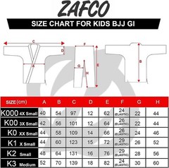 ZAFCO Kids BJJ Gi Size K-000 Navy Blue with White Belt