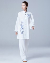 Summer Tai Chi Clothes Wrinkle Free Wushu Clothing Kung Fu White Women Men