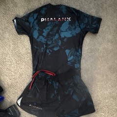 Phalanx Warrior XL Jiu-Jitsu Rash Guard Shorts Set Black Blue Red White