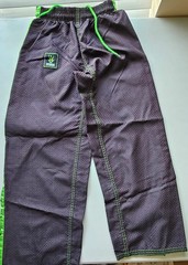 Martial Arts Gi Set Jacket & Pants Size 3 Black/Green Jui Jitsu, Karate Uniform