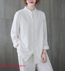 New Women’s Tai Chi Yoga Outfits Set Top+Pants Martial Arts Kung Fu Linen Suit