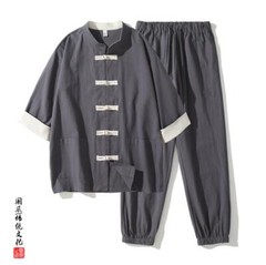 New 2Pcs Men’s Cotton Linen Arts Clothing Costume Wing Chun Kung Fu Uniform Gift