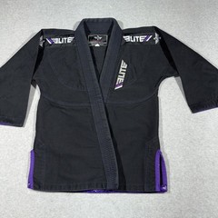 Elite Sports BJJ Gi Top Black Purple Trim Youth C2 Jiu Jitsu