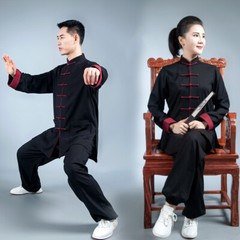 Tai Chi Clothes Martial Art Uniform Wushu Clothing Kung Fu Dress Unisex Black