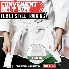 Power Gear White Belt Martial Arts Uniform Karate Taekwondo Judo 220 cm X 4 cm