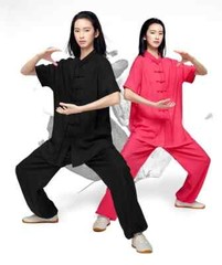Short Sleeve Kung Fu Shirts Vintage Sport Tops Martial Arts Tai chi Uniform