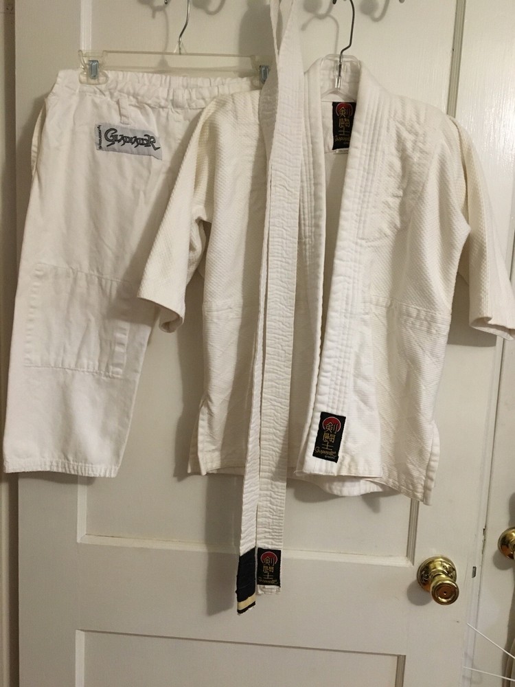 Jiu Jitsu Pro Force Gladiator 100% Cotton White Kimono Gi Size #00 child 10-12