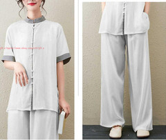 Women Short Sleeves Tai Chi Suit Morning Exercise Uniform Kung Fu Clothes Sets