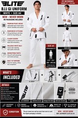 White Jiu Hi Jitsu Gi – Elite Sports – Size A4 – With White Belt
