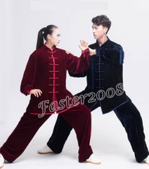Chinese Velvet Wushu Kung Fu Taichi Uniform Martial Art Clothes Set Wing Chun
