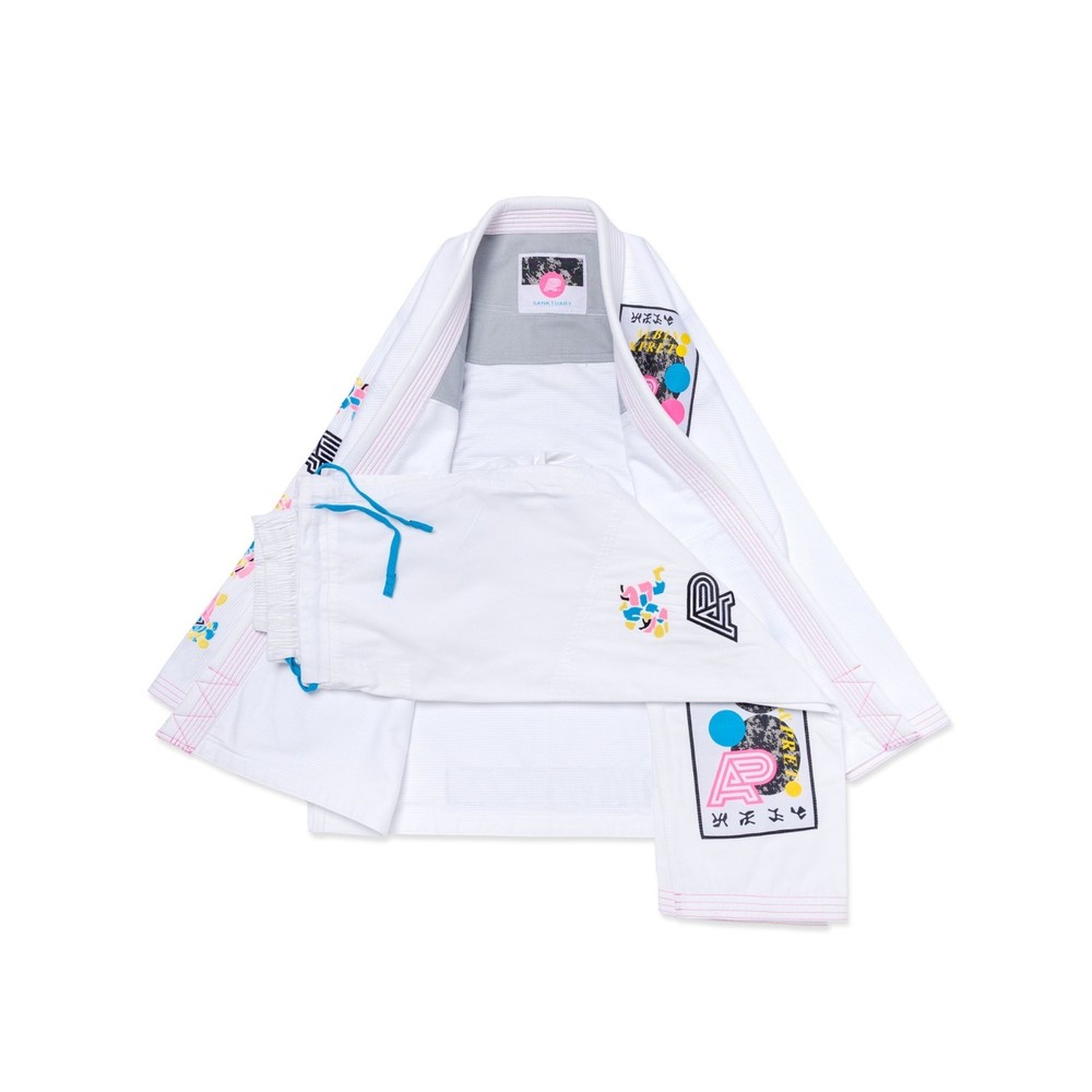 Albino and Preto Sanktuary White BJJ Gi Kimono Jiu Jitsu With Bags