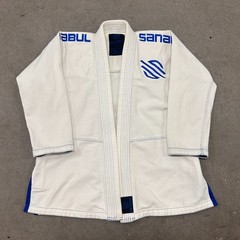 Sanabul BJJ Gi Jiu Jitsu Kimono Jacket Mens A1 White Logo Open Front Uniform