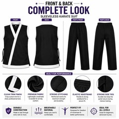 Custom Sleeveless Karate Uniform | Custom Trim Karate Gi | Martial Arts Training