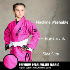 Elite Sports Kids Ultra Light BJJ Brazilian Jiu Jitsu Gi C0 Pink Preshrunk ,Belt
