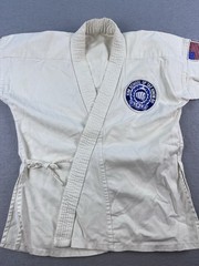 Vtg 70s Kim School Of Tae Kwon Do Double Weave Karate Dogi Shirt Belt & Pants