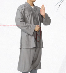 High Quality Casual Suits Buddhist Monk Religion Sets V-Neck Shirt+Pant Uniform