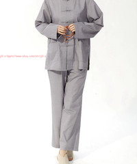 Women Men’s Shaolin Buddhist Monk Meditation Kung Fu Uniform Tai Chi cotton Suit