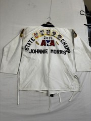 ATA State Champion Johnnie Morris Black Belt Taekwondo Uniform Top White Size