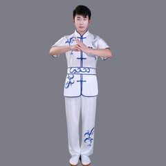 Martial Arts Uniform Kung Fu Tai Chi Suit Outfit Short Sleeves Dragon Embroidery