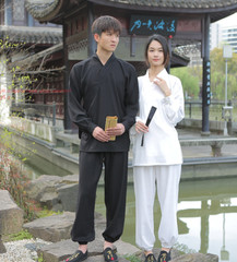 Linen Unisex Shaolin Wudang Taoist Robe Tai chi Uniform Martial arts Kung fu Set