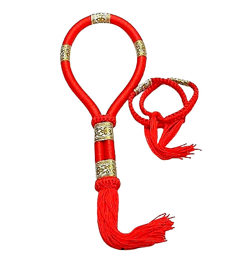 Mongkol Prajiat Set Muay Thai Boxing Color Red Head Armbands Handmand MMA.