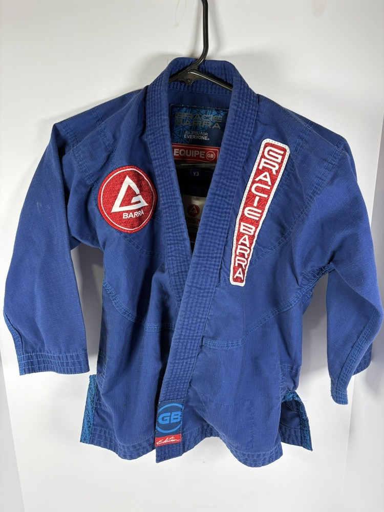 Gracie Barra Brazilian Youth SIZE Y3 Jiu Jitsu Storm Gi Top Only BLUE