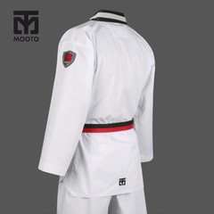 Mooto 1st Dan Black Belt Kukkiwon Taekowndo Kid Uniform Dobok Gi White Stripe
