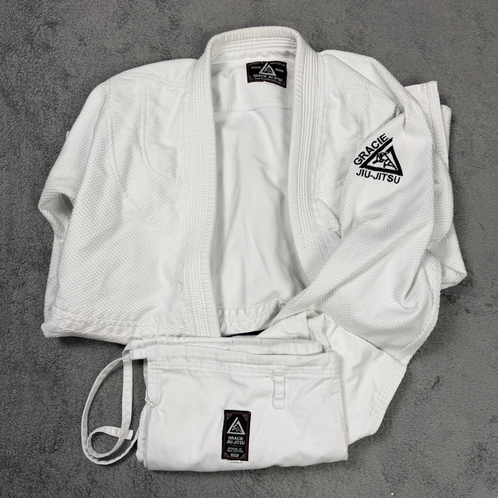 Gracie Barra Jiu-Jitsu Official Gi Set Mens Size 6/190 White BJJ Cotton Martial