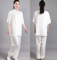 Men Summer Breathable Short Sleeve Kung Fu Shirts Wing Chun Training Vintage