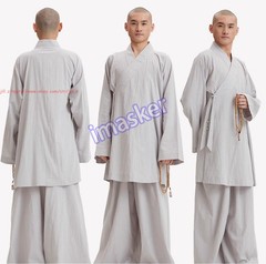 Buddhist Shaolin Monk Robe Full Set Cotton Thin Kung Fu Suit Meditation Uniforms