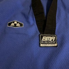BMA Best Sangmoosa Taekwondo Uniform Gi USWC Black Belt Club Size 4 Blue MMA