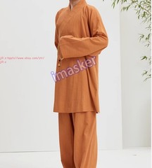 Buddhist Shaolin Monk Robe Full Set Cotton Thin Kung Fu Suit Meditation Uniforms