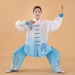 Women Silk Satin Chinese Tai Chi Suit Female Kung Fu Wushu Martial Arts Uniform