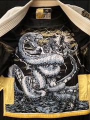 Raven Fightwear Women’s Size F2 White Yellow BJJ Gi with Thor VS Jörmungandr