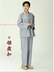 Women’s Suits Buddhist Monk Religion Clothing Sets Lay Shirt+Pants Uniforms Set