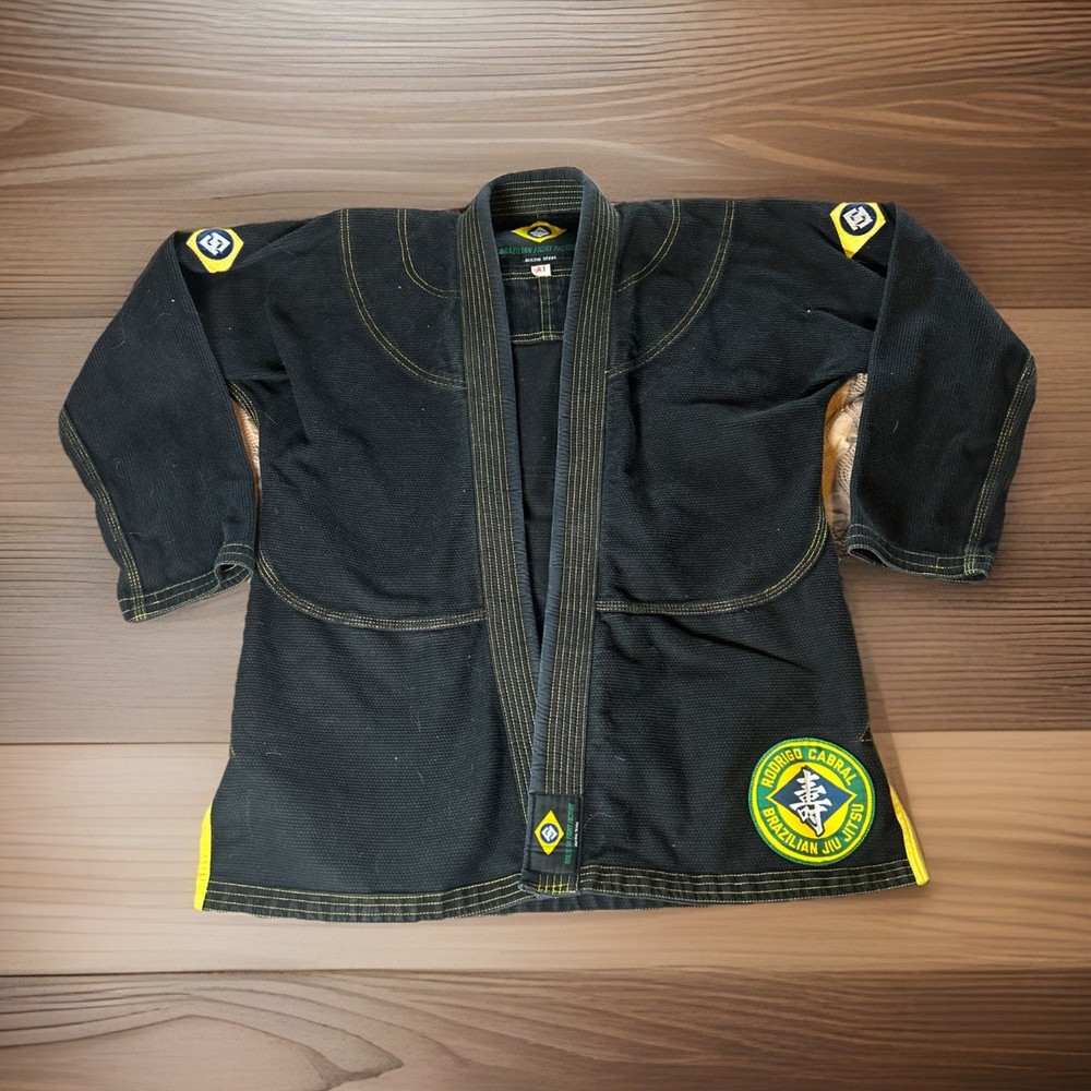 Black BJJ Gi A1 Yellow Stitch Checkmat Fight Factory Rodrigo Cabral Kimono Top