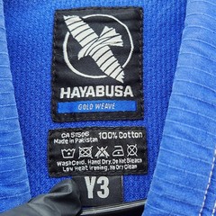 Hayabusa Gold Weave BJJ Jiu Jitsu Gi Jacket Top Youth Y3 Blue 100% Cotton Kimono