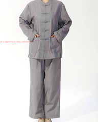 Women Men’s Shaolin Buddhist Monk Meditation Kung Fu Uniform Tai Chi cotton Suit