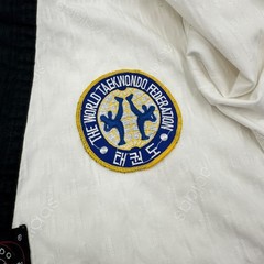 Vtg Adidas Taekwondo Dobok Uniform Top Size 00 130cm WTF Patches USA Korea