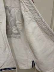 Adult Mens A1 White Jiu Jitsu GI, Top & Bottom #2 Nono’s Academy With White Belt