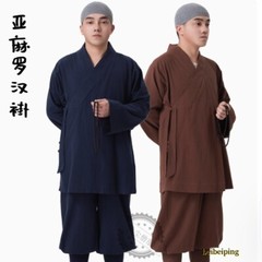 Buddhist Monk Linen Clothes Full Set Kung Fu Suit Meditation Uniforms Summer