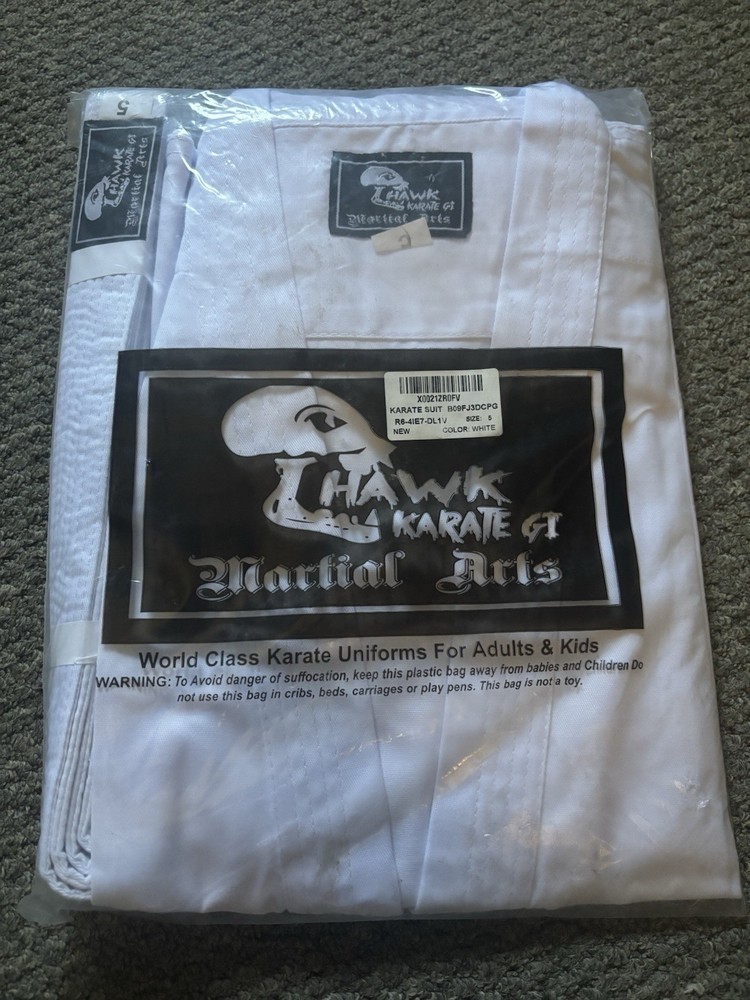Hawk Sports Student Karate Gi Martial Arts Uniform w/Belt, 5- White-