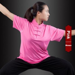 Silk Chinese Kung Fu Tai Chi Uniform T-Shirt Pants Outfit Martial Art Wushu Suit